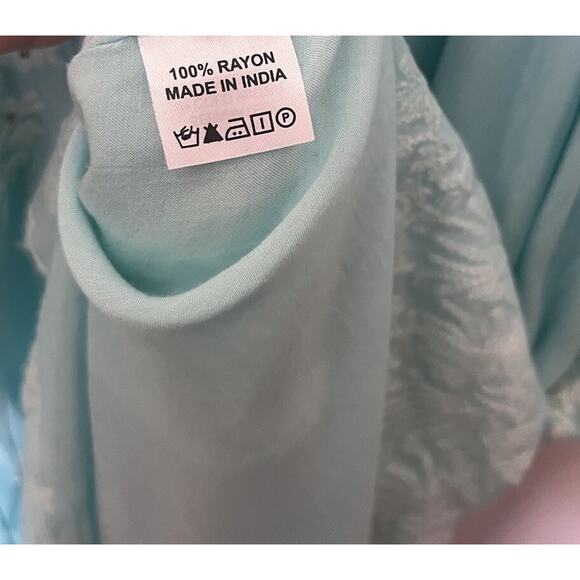 Melissa Odabash Blue Embroidered Kaftan Maxi Dress Coverup ONE SIZE - Picture 12 of 12